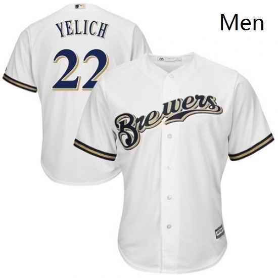 Mens Milwaukee Brewers 22 Christian Yelich White New Cool Base Stitched MLB Jersey
